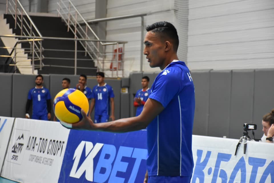 काभा पुरुष भलिबल: किर्गिस्तानसँग खेल्दै नेपाल